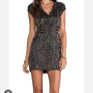 Parker Black V-Neck Bodycon Mini Dress